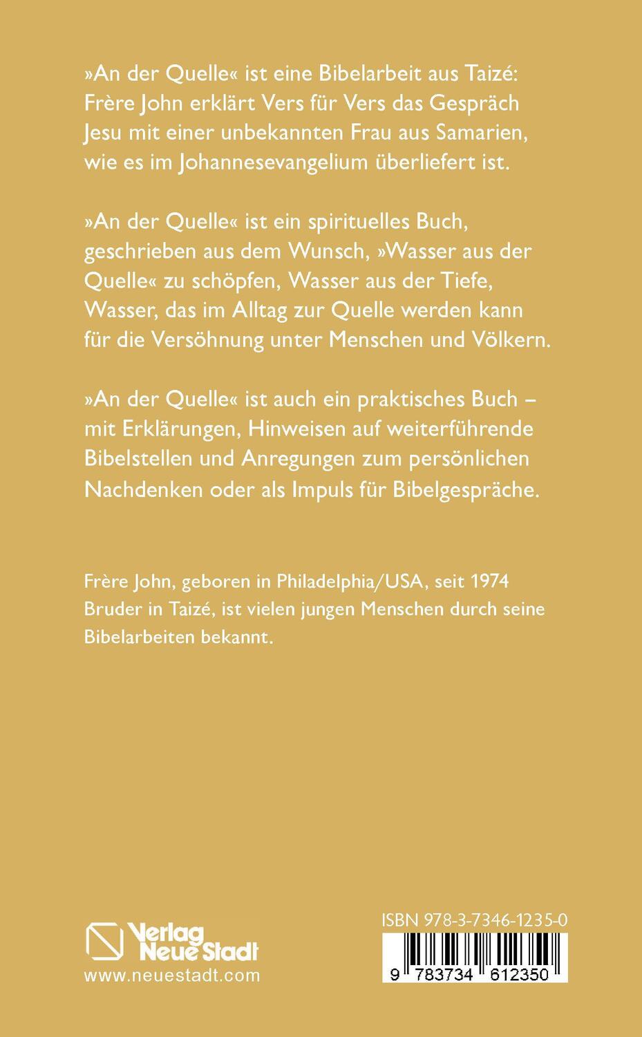 Rückseite: 9783734612350 | An der Quelle | Jesus und die Samariterin | Frère John Taizé | Buch