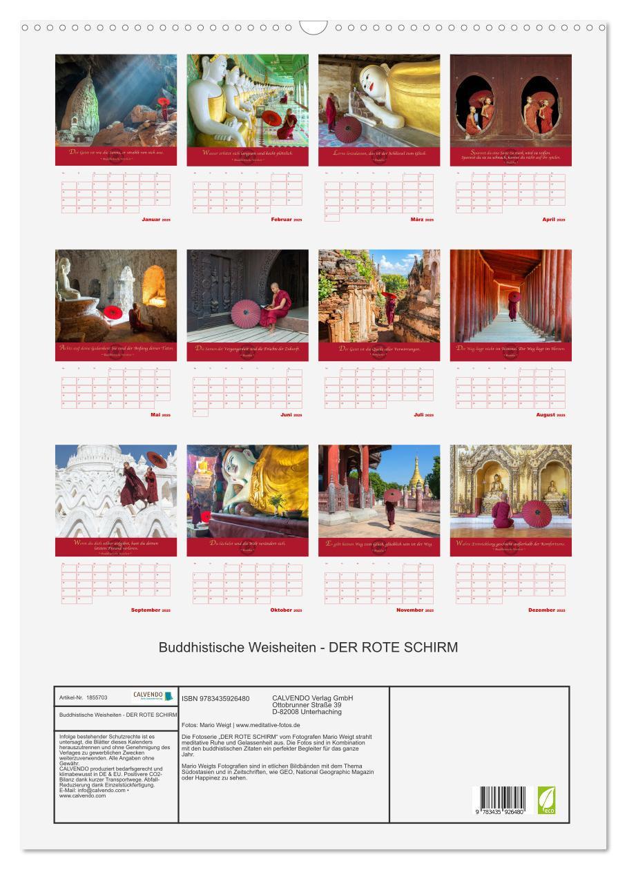 Bild: 9783435926480 | Buddhistische Weisheiten - DER ROTE SCHIRM (Wandkalender 2025 DIN...