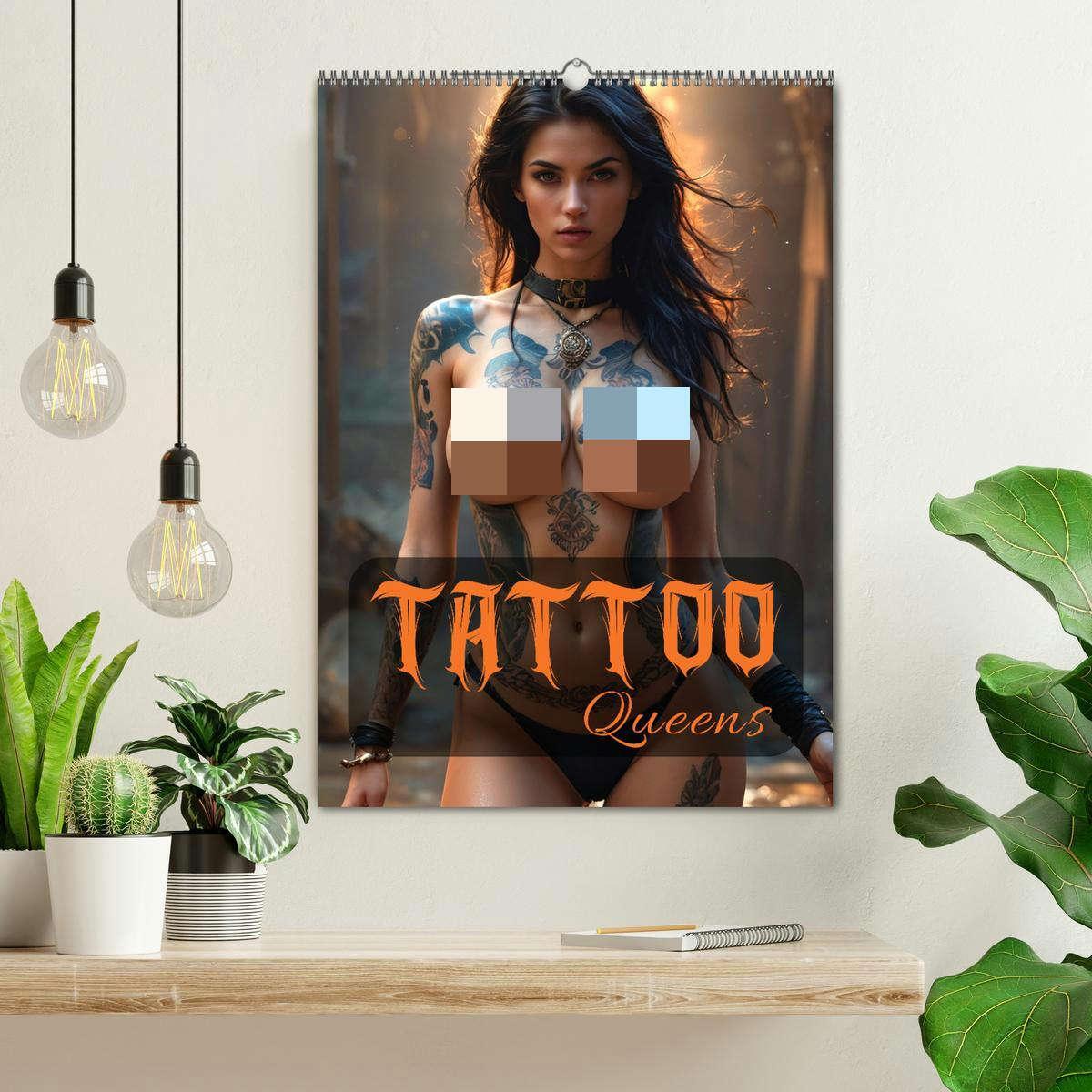 Bild: 9783383817632 | Tattoo Queens (Wandkalender 2025 DIN A2 hoch), CALVENDO Monatskalender