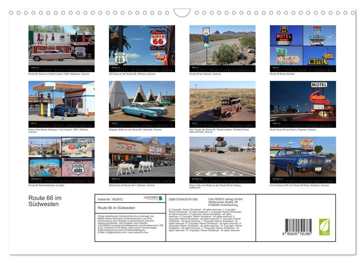 Bild: 9783435791385 | Route 66 im Südwesten (Wandkalender 2025 DIN A3 quer), CALVENDO...