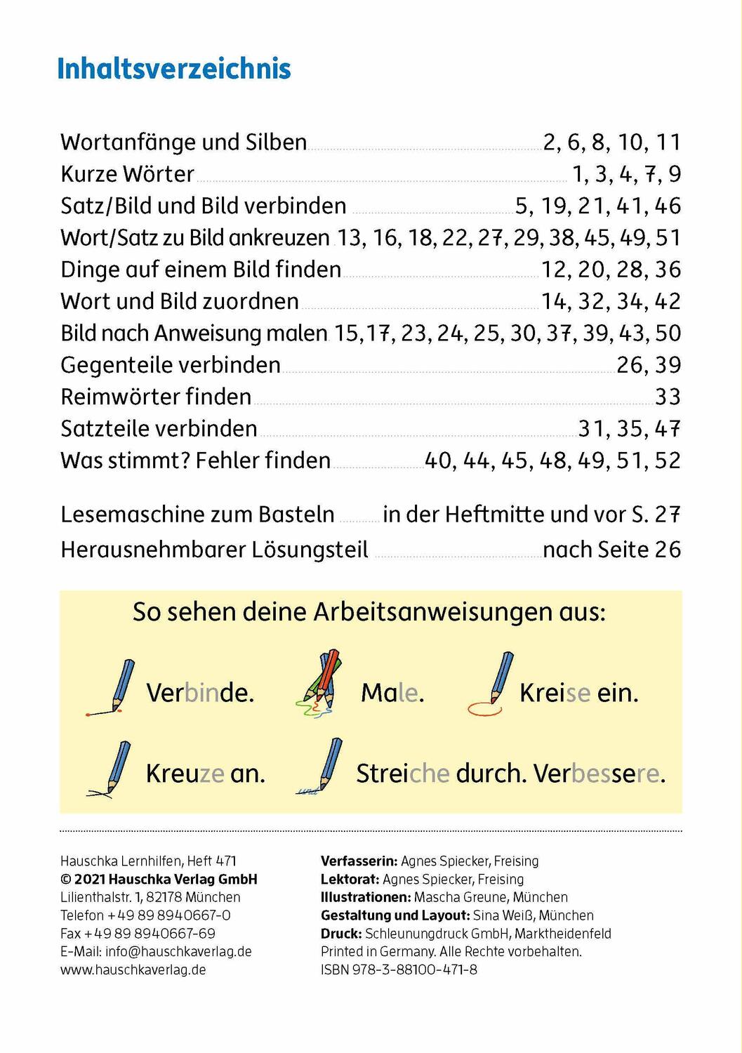 Bild: 9783881004718 | Mein Übungsheft Lesen 1. Klasse - Vom Wort zum Satz | Agnes Spiecker