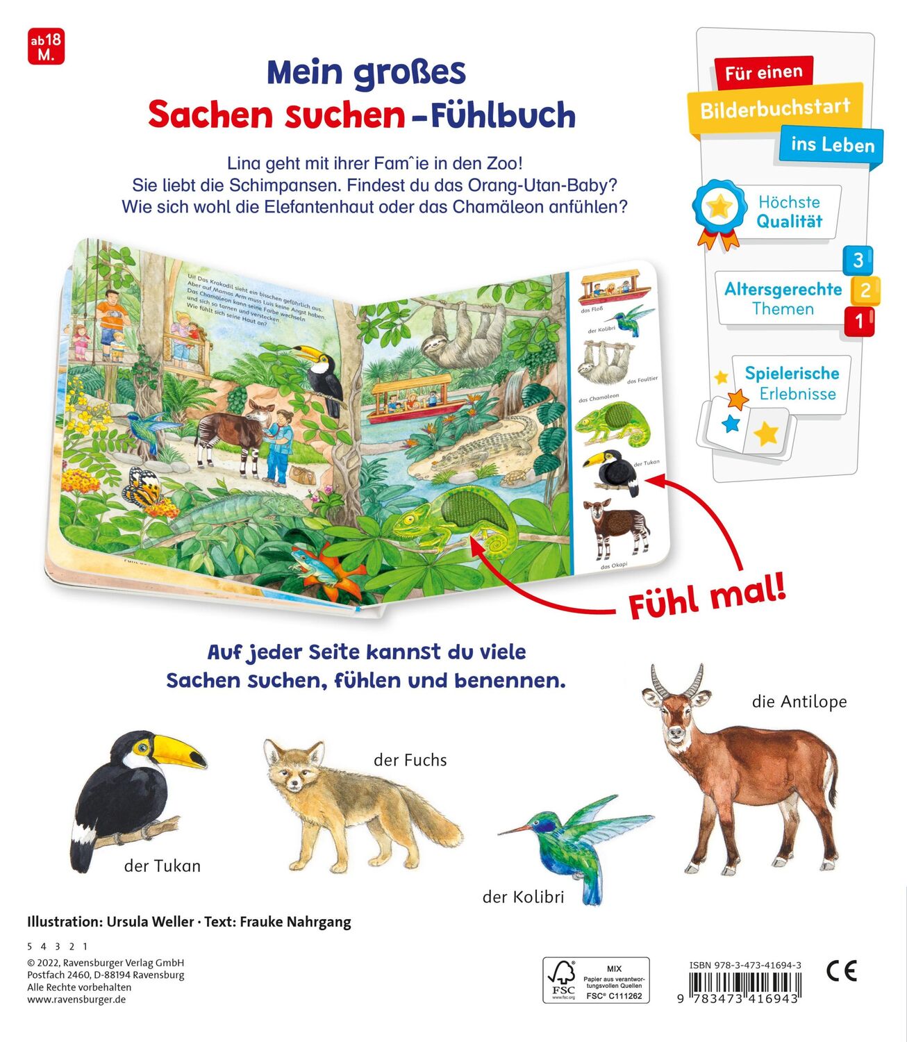 Rückseite: 9783473416943 | Sachen suchen, Sachen fühlen: Im Zoo: Suchen, finden, fühlen | Buch