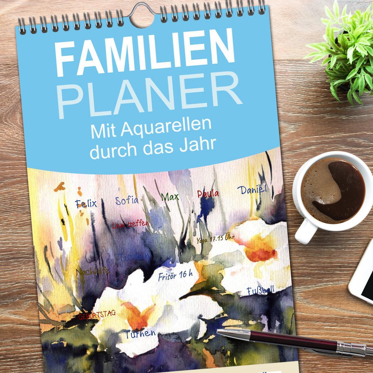 Bild: 9783457116869 | Familienplaner 2025 - Mit Aquarellen durch das Jahr mit 5 Spalten...