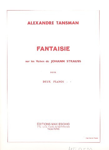 Cover: 9790045031220 | Fantaisie 2 Pianos (Sur Des Valses De Johann | Alexandre Tansman