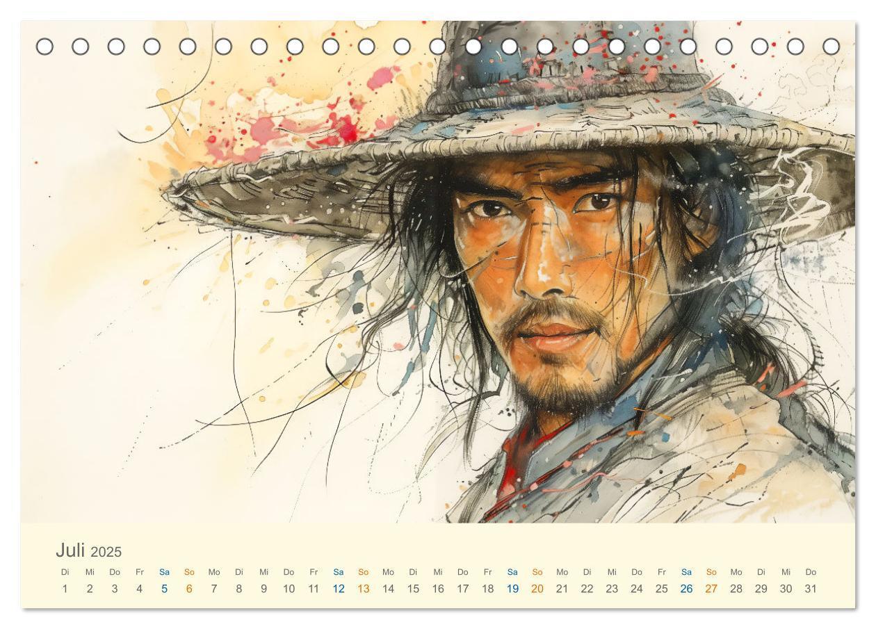 Bild: 9783457129951 | Samurai - whimsical inked style (Tischkalender 2025 DIN A5 quer),...