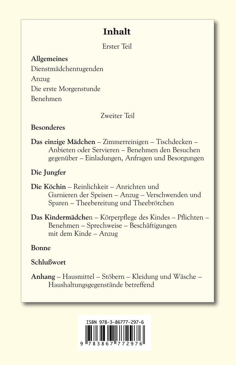 Bild: 9783867772976 | Das feine Dienstmädchen wie es sein soll. 1892 | Isa von der Lütt