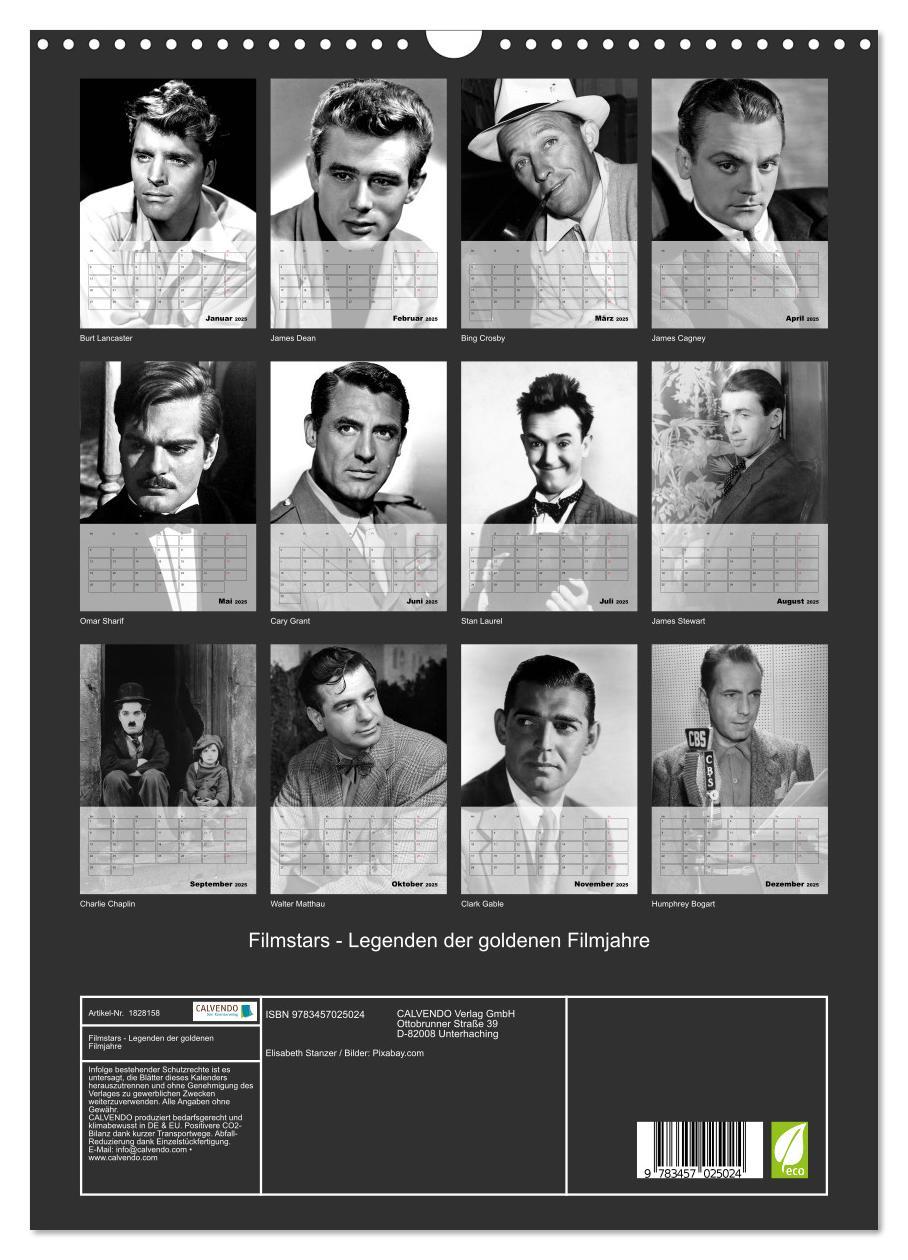 Bild: 9783457025024 | Filmstars - Legenden der goldenen Filmjahre (Wandkalender 2025 DIN...