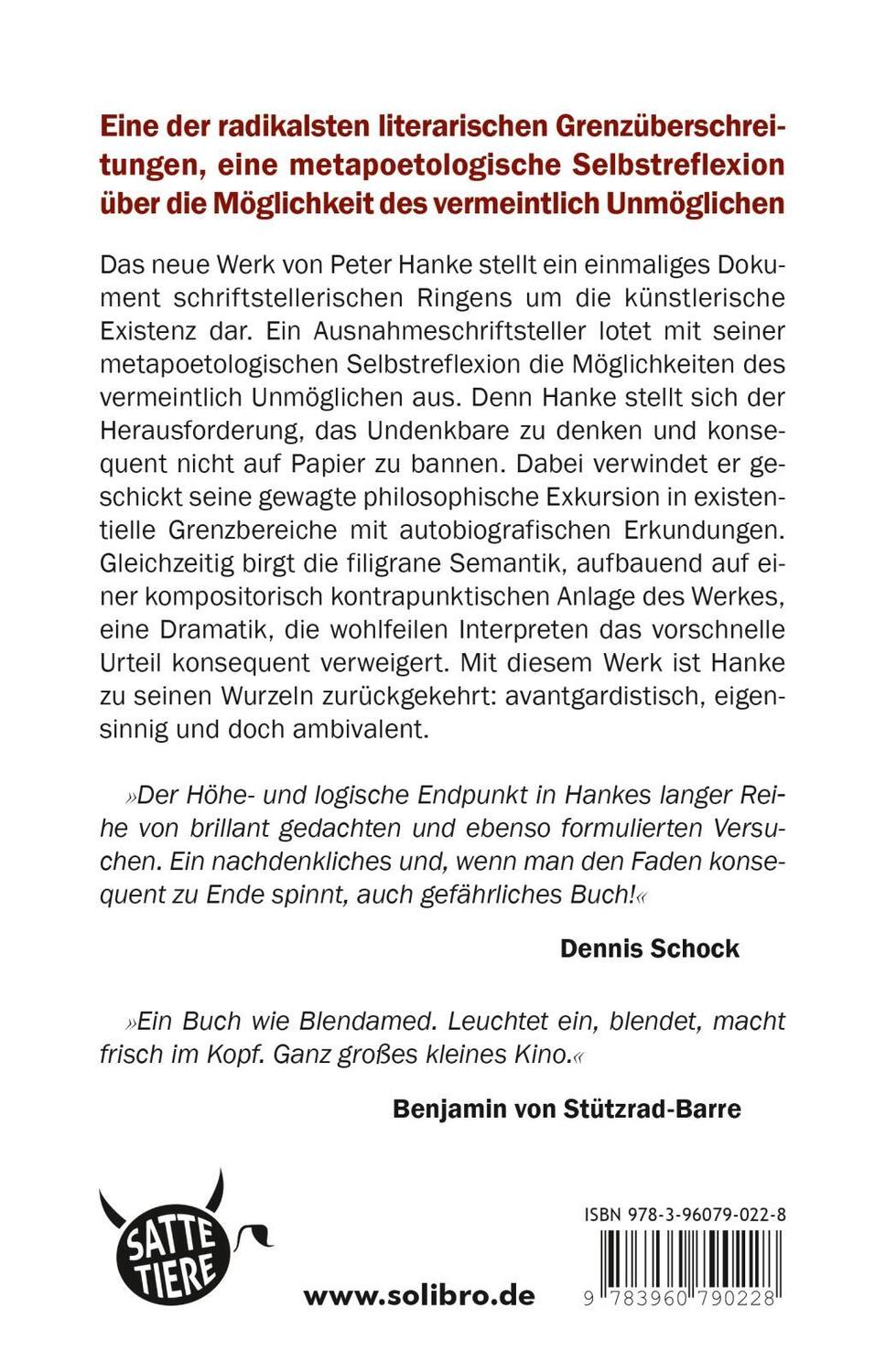 Bild: 9783960790228 | Versuch über das Nichtschreiben | Peter Hanke | Buch | 96 S. | Deutsch