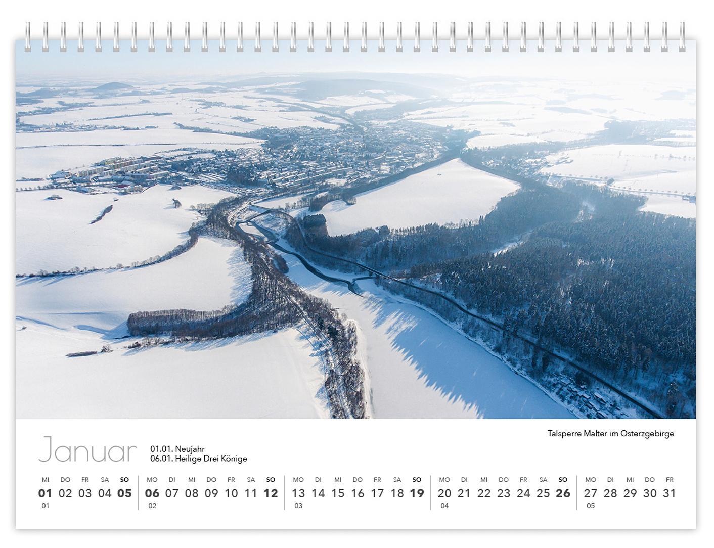 Bild: 9783910680821 | Kalender Sachsen von oben kompakt 2025 | 21 x 15 cm weißes Kalendarium