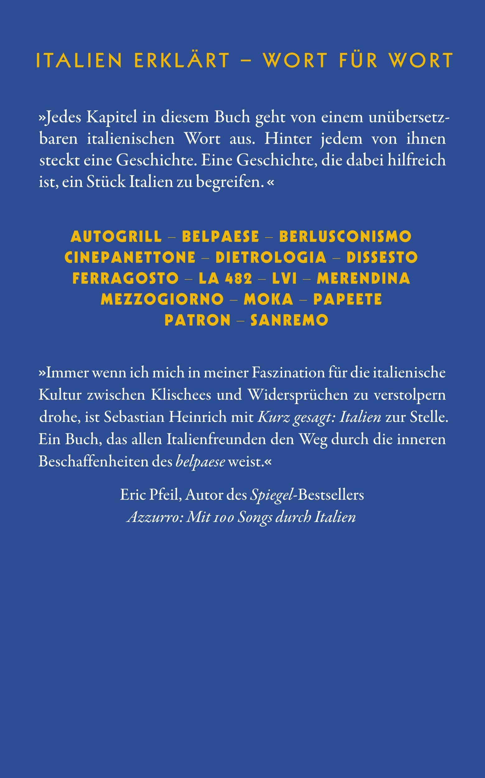 Rückseite: 9783518474341 | Kurz gesagt: Italien | Sebastian Heinrich | Taschenbuch | 310 S.