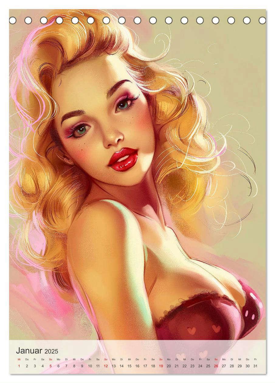 Bild: 9783457203538 | Retro PinUp Girls (Tischkalender 2025 DIN A5 hoch), CALVENDO...