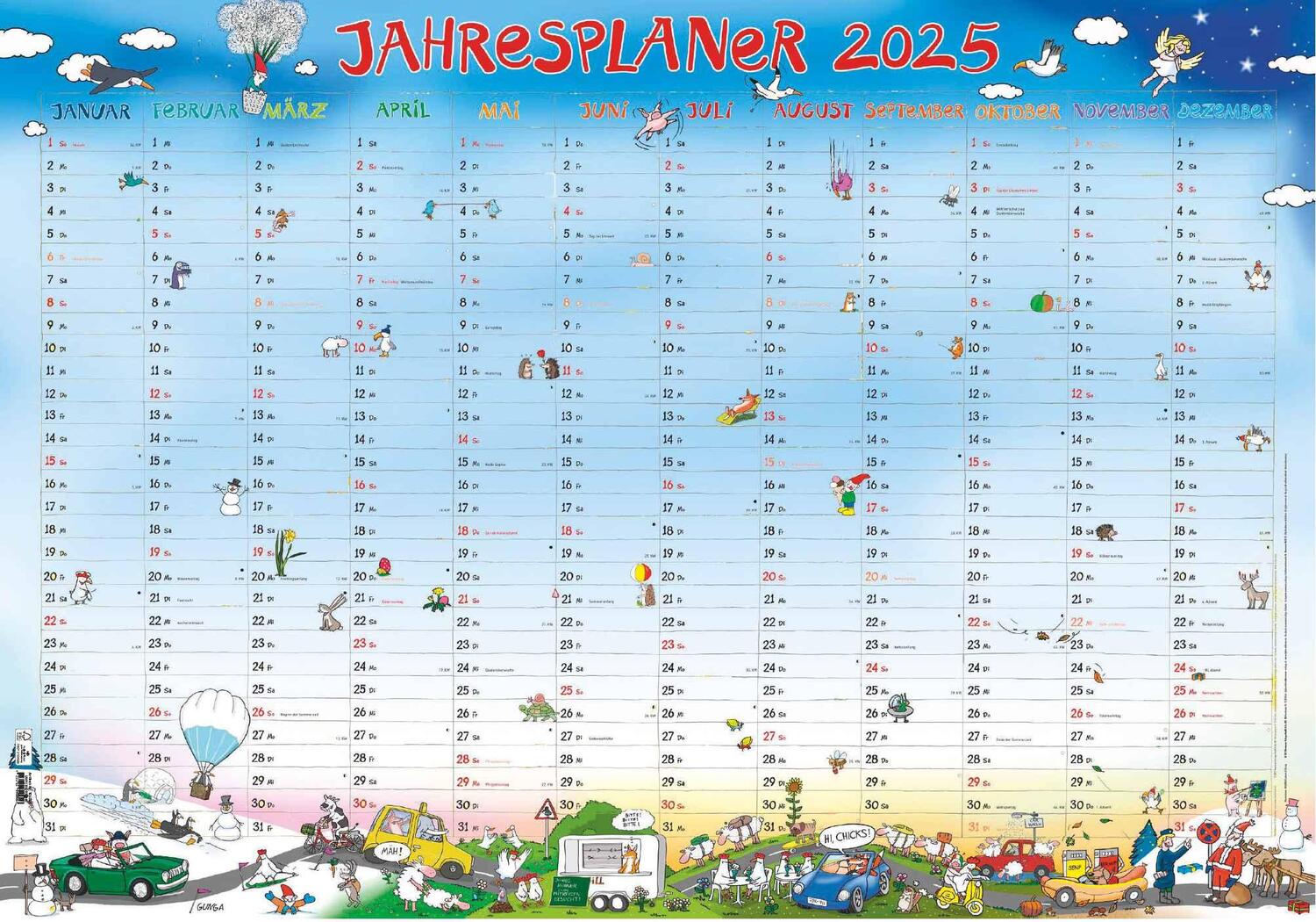 Cover: 4251732344481 | Jahresplaner Happy XL 2025 - Plakat-Kalender 100x70 cm - mit...