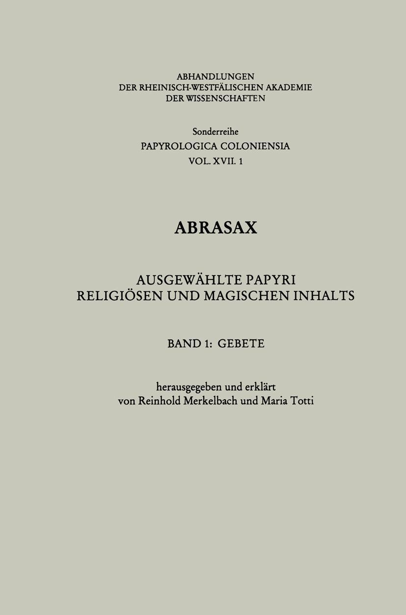 Cover: 9783531099279 | Abrasax: Ausgewählte Papyri Religiösen und Magischen Inhalts | Gebete