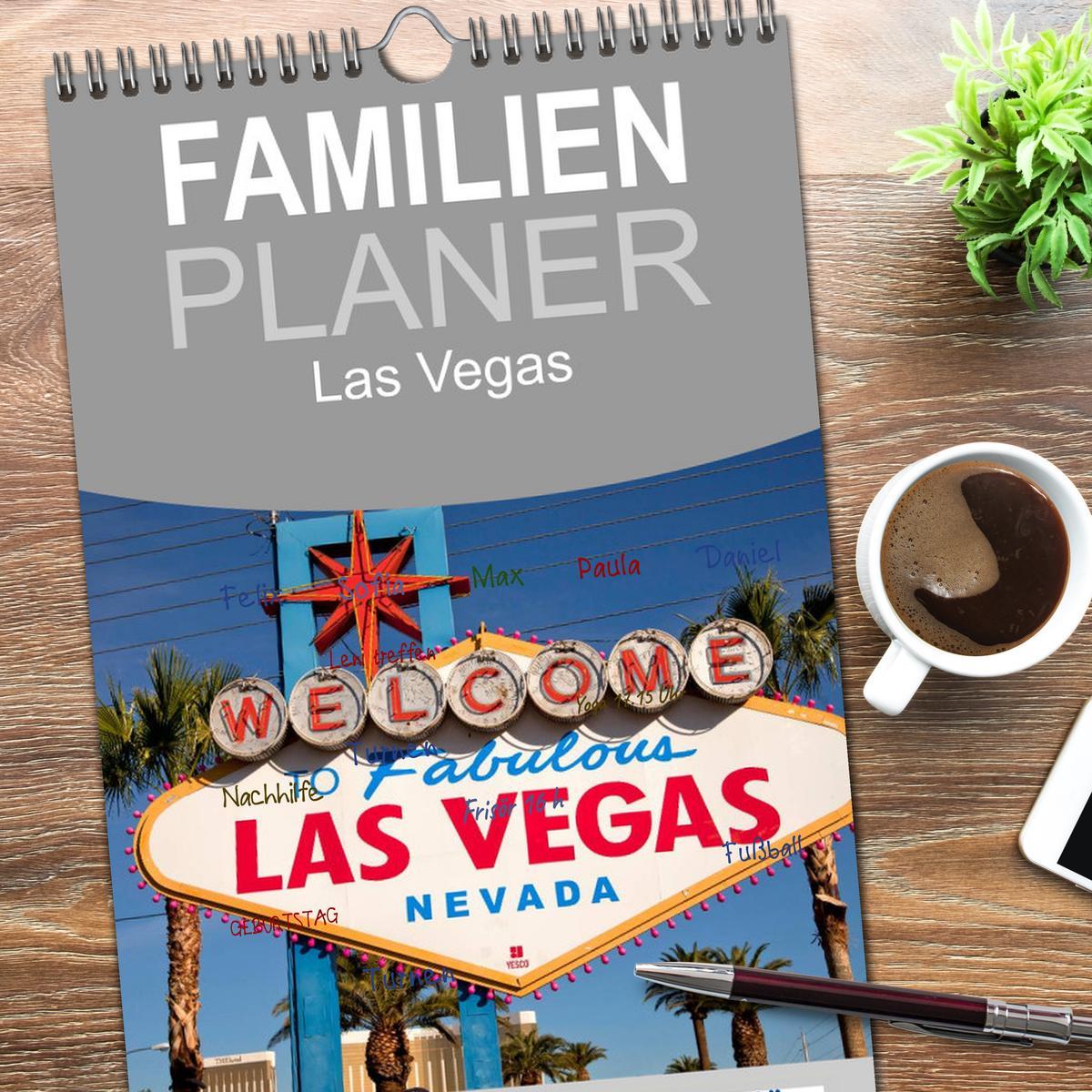 Bild: 9783457118382 | Familienplaner 2025 - Las Vegas mit 5 Spalten (Wandkalender, 21 x...