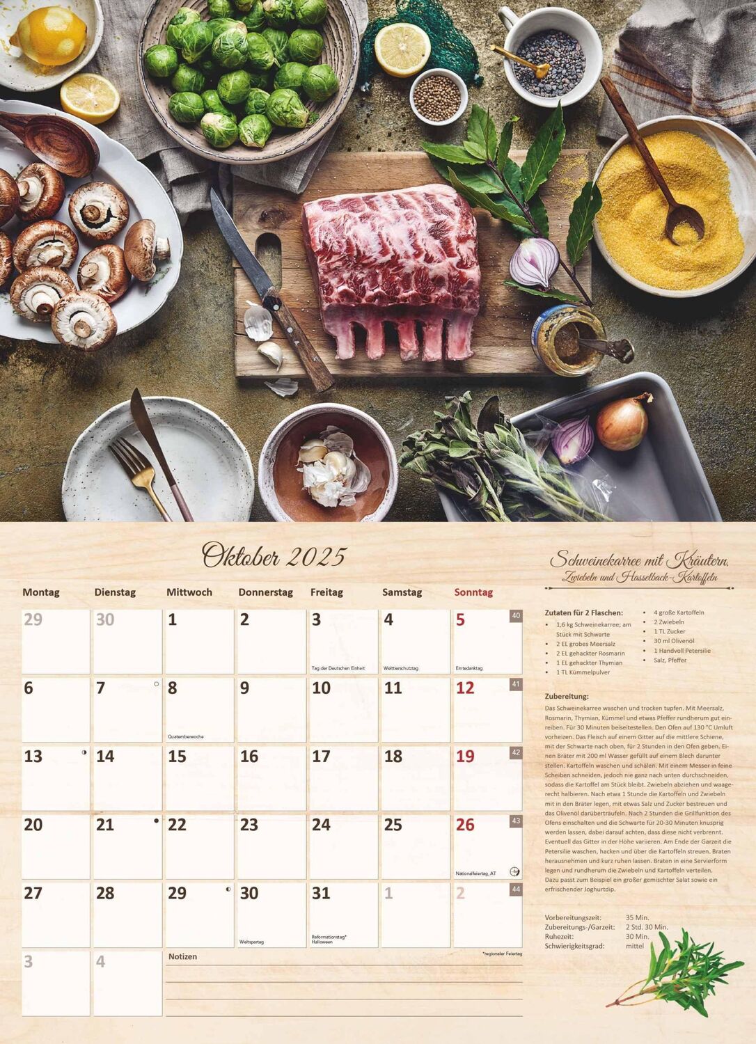 Bild: 4251732344610 | Culinaria - Der große Küchenkalender 2025 - Bildkalender 42x29 cm...