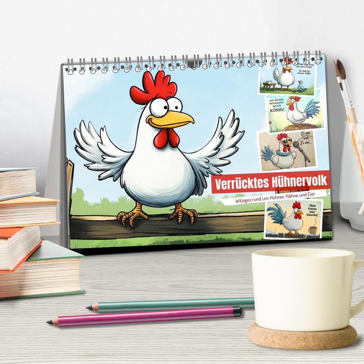 Bild: 9783457190326 | Verrücktes Hühnervolk (Tischkalender 2025 DIN A5 quer), CALVENDO...