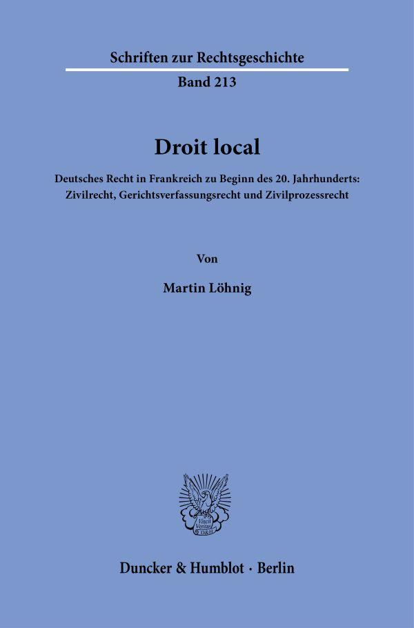 Cover: 9783428188857 | Droit local | Martin Löhnig | Taschenbuch | 114 S. | Deutsch | 2023