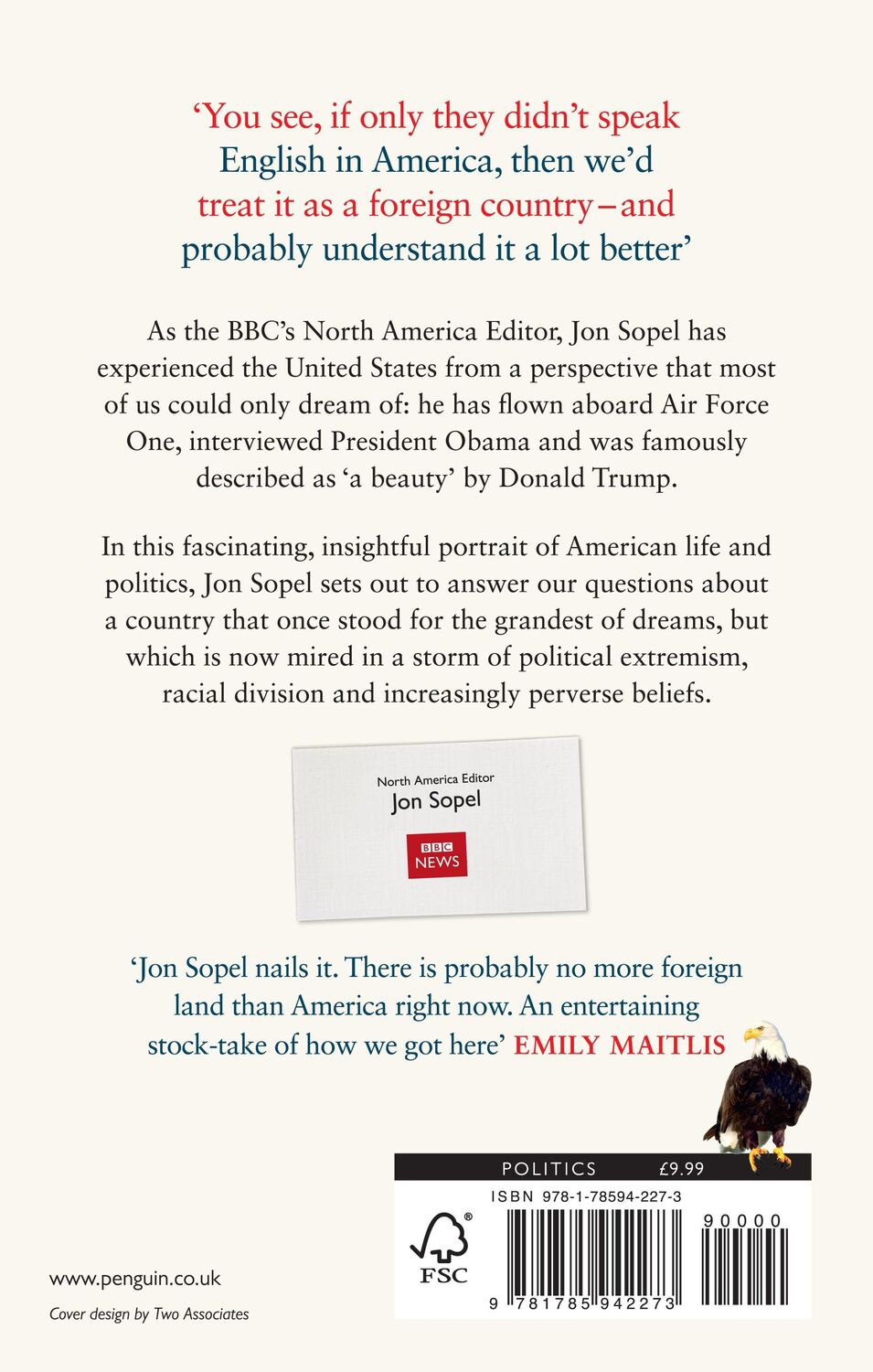 Rückseite: 9781785942273 | If Only They Didn't Speak English: Notes from Trump's America | Sopel