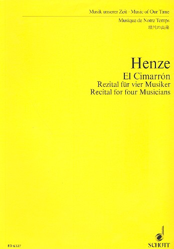 Cover: 9790001067287 | El Cimarron | Hans Werner Henze | Partitur | Schott Music