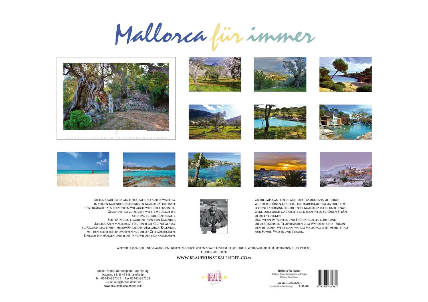 Bild: 9783925605383 | Mallorca für immer | Kalender | Deutsch | Atelier Braue