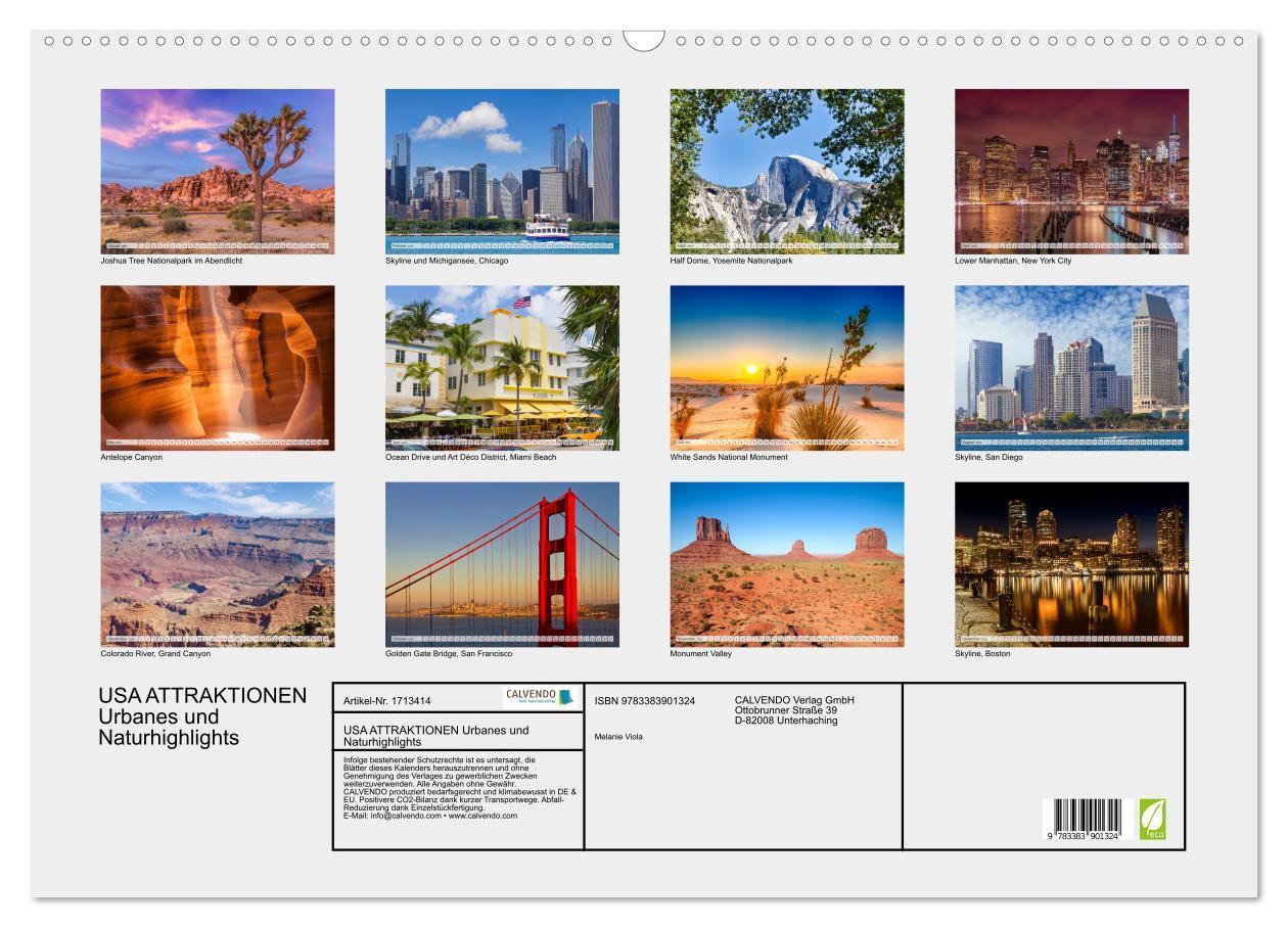 Bild: 9783383901324 | USA ATTRAKTIONEN Urbanes und Naturhighlights (Wandkalender 2025 DIN...