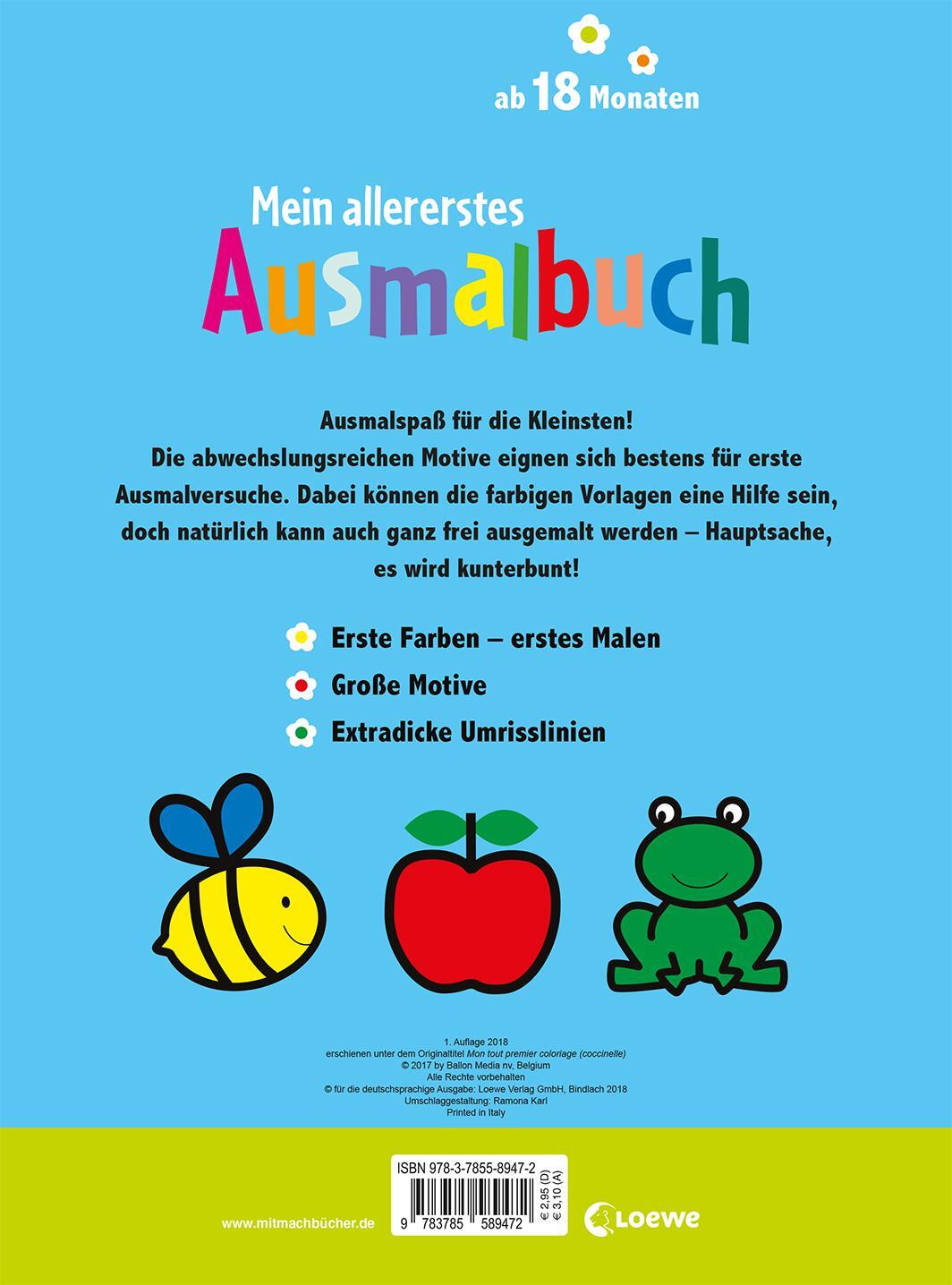 Rückseite: 9783785589472 | Mein allererstes Ausmalbuch (Marienkäfer) | Loewe Kreativ | Buch