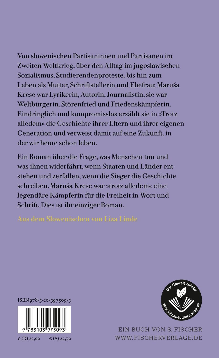 Rückseite: 9783103975093 | Trotz alledem | Maru¿a Krese | Buch | 256 S. | Deutsch | 2023