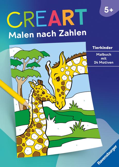 Cover: 9783473489374 | Ravensburger CreArt Malen nach Zahlen ab 5: Tierkinder, Malbuch, 24...