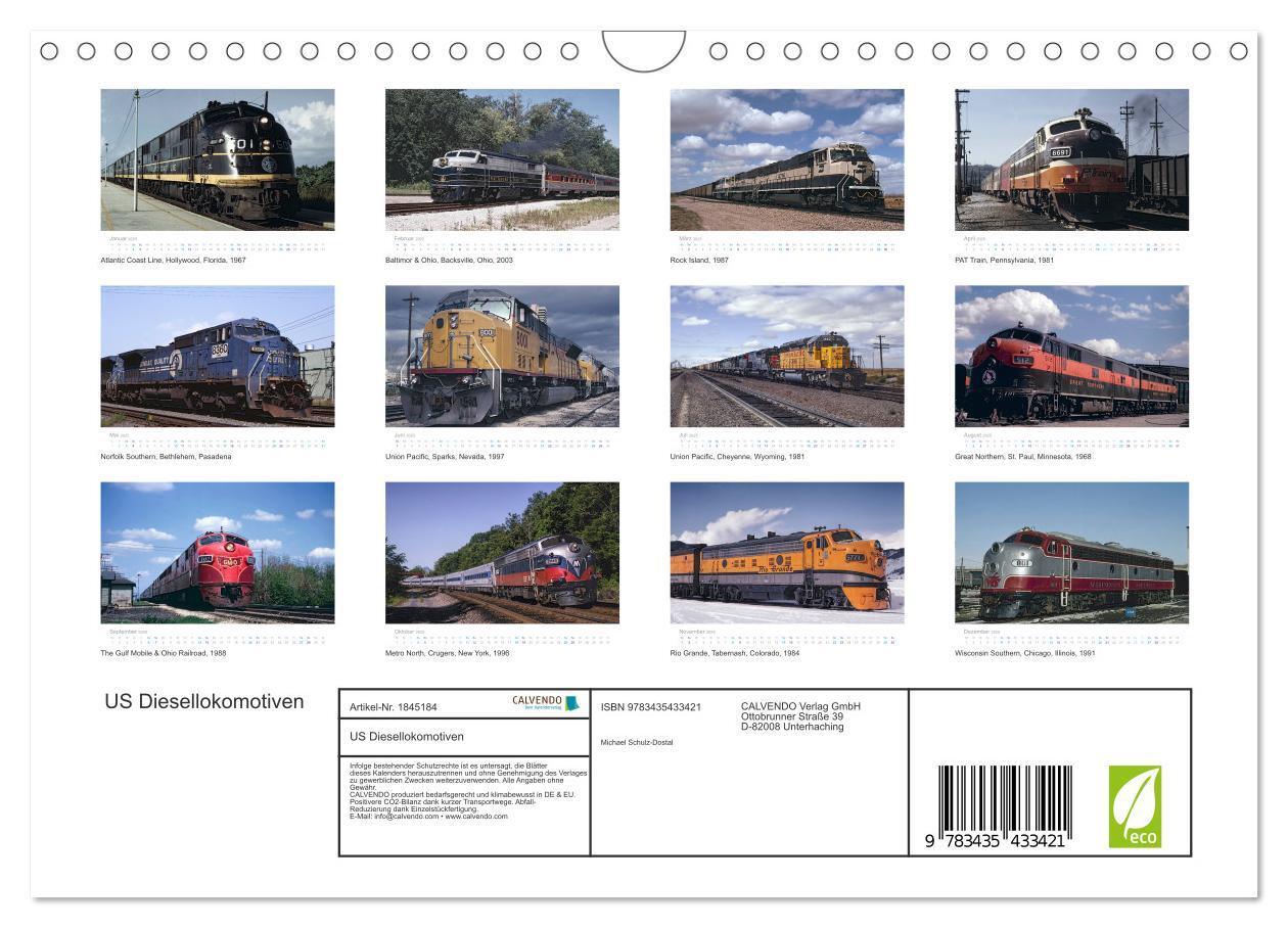 Bild: 9783435433421 | US Diesellokomotiven (Wandkalender 2025 DIN A4 quer), CALVENDO...