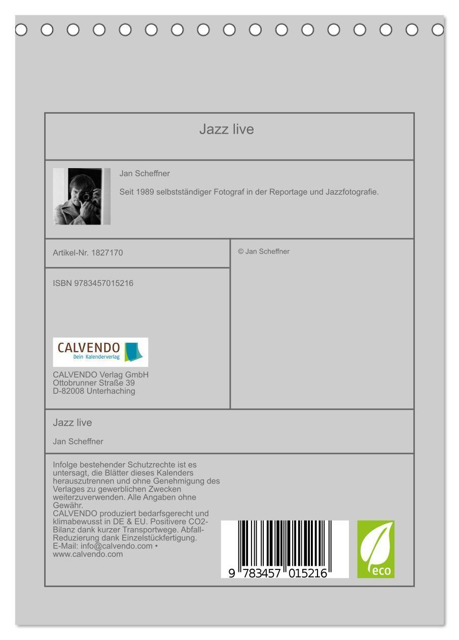 Bild: 9783457015216 | Jazz live (Tischkalender 2025 DIN A5 hoch), CALVENDO Monatskalender