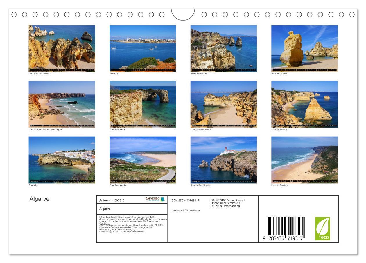 Bild: 9783435749317 | Algarve (Wandkalender 2025 DIN A4 quer), CALVENDO Monatskalender