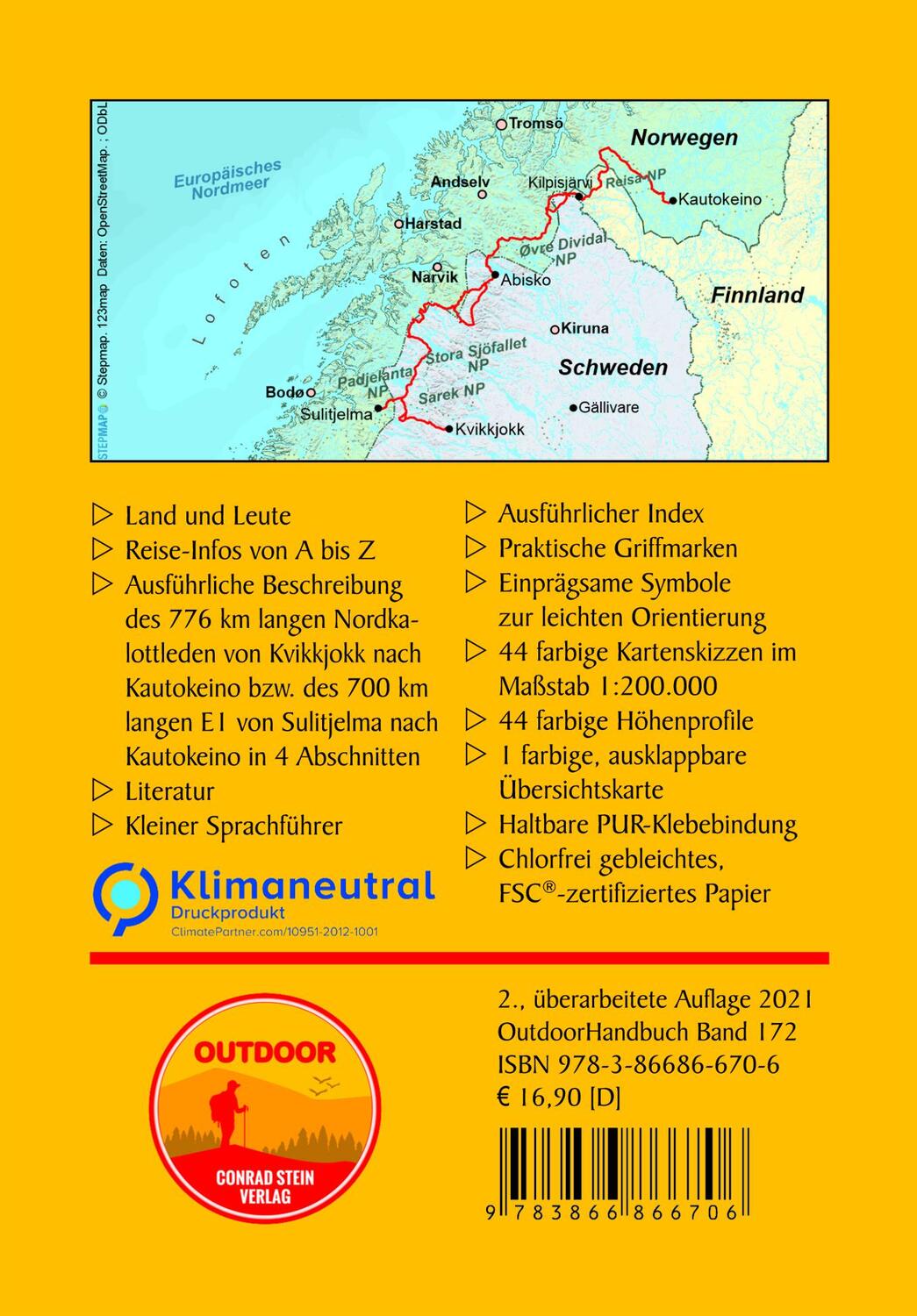 Rückseite: 9783866866706 | Nordkalottleden über den E1 | von Kvikkjokk/Sulitjelma nach Kautokeino