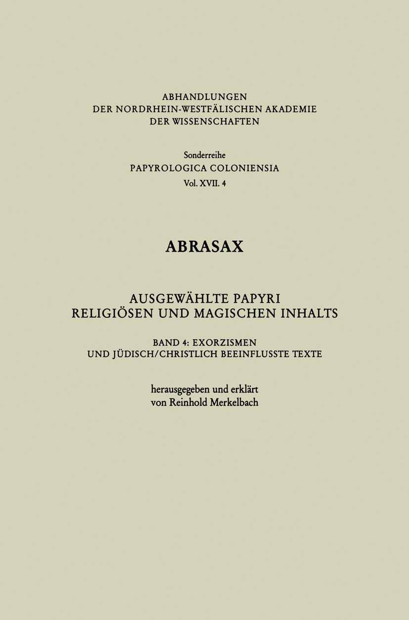 Cover: 9783531099408 | Abrasax Ausgewählte Papyri Religiösen und Magischen Inhalts | Buch