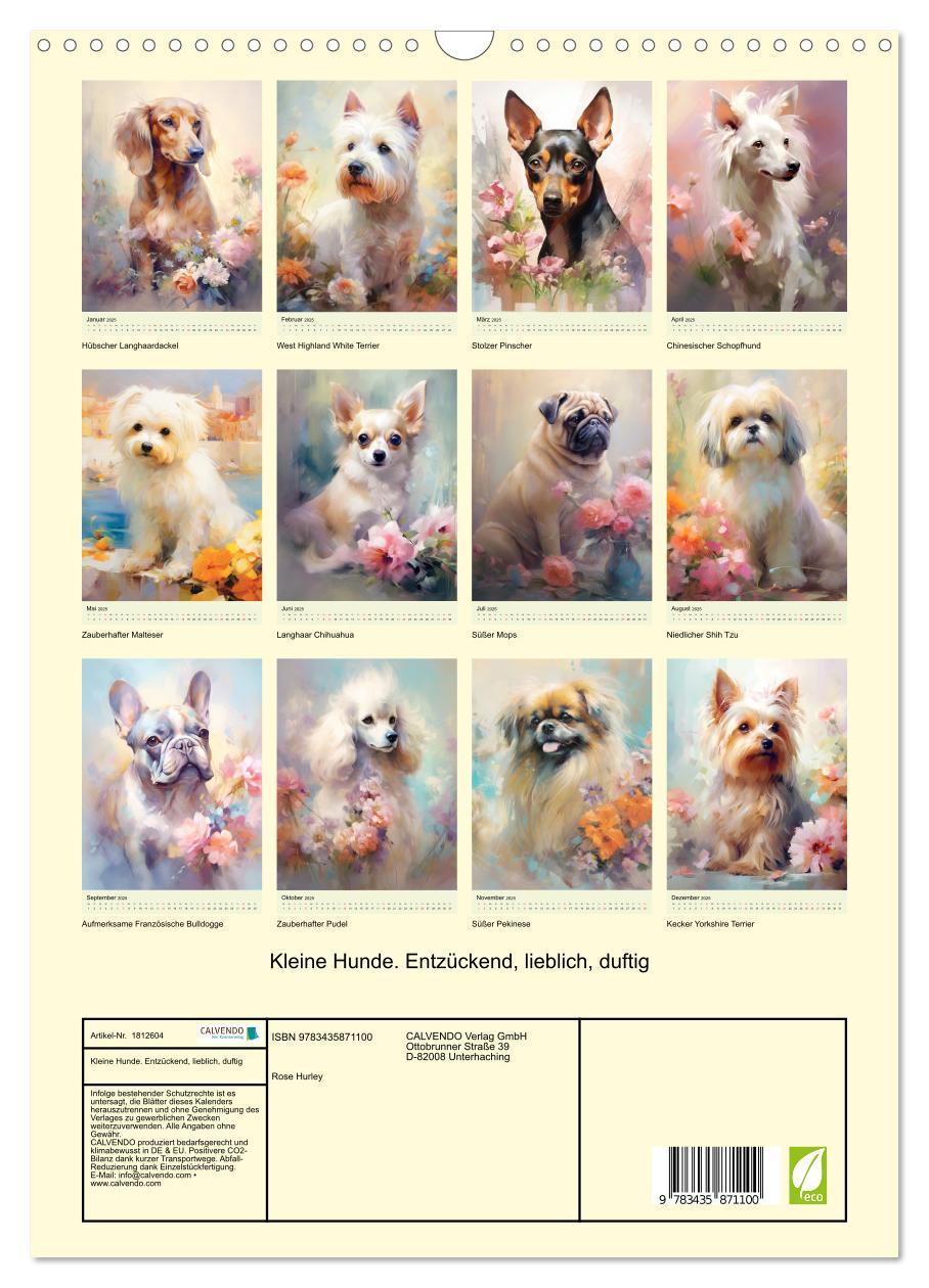 Bild: 9783435871100 | Kleine Hunde. Entzückend, lieblich, duftig (Wandkalender 2025 DIN...