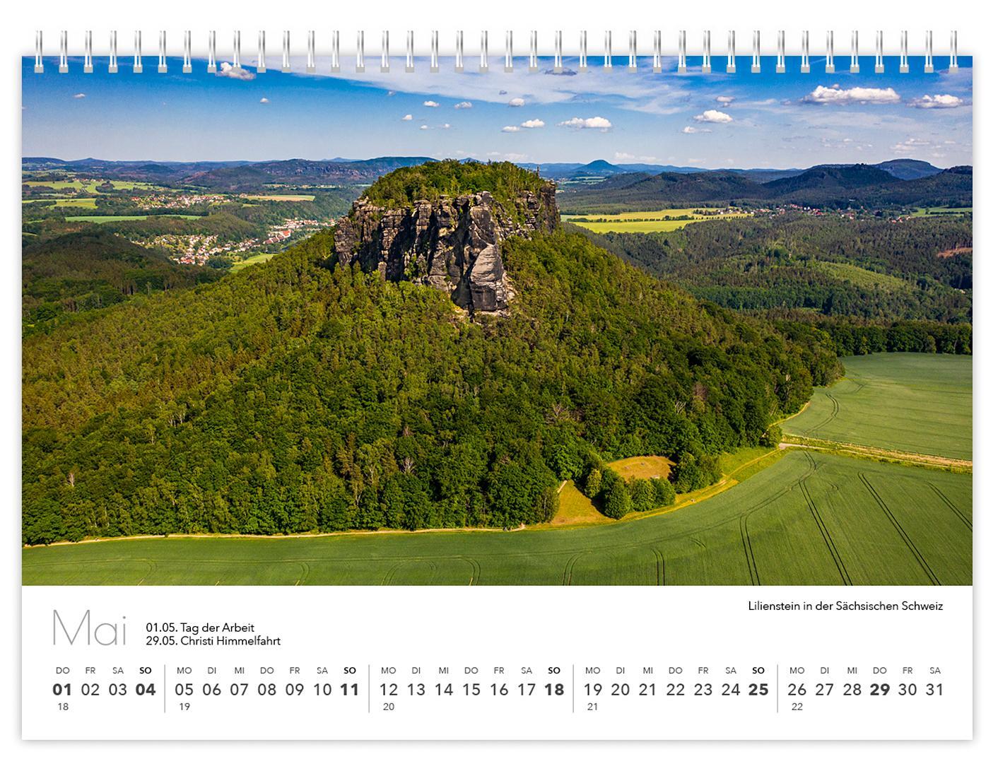 Bild: 9783910680821 | Kalender Sachsen von oben kompakt 2025 | 21 x 15 cm weißes Kalendarium