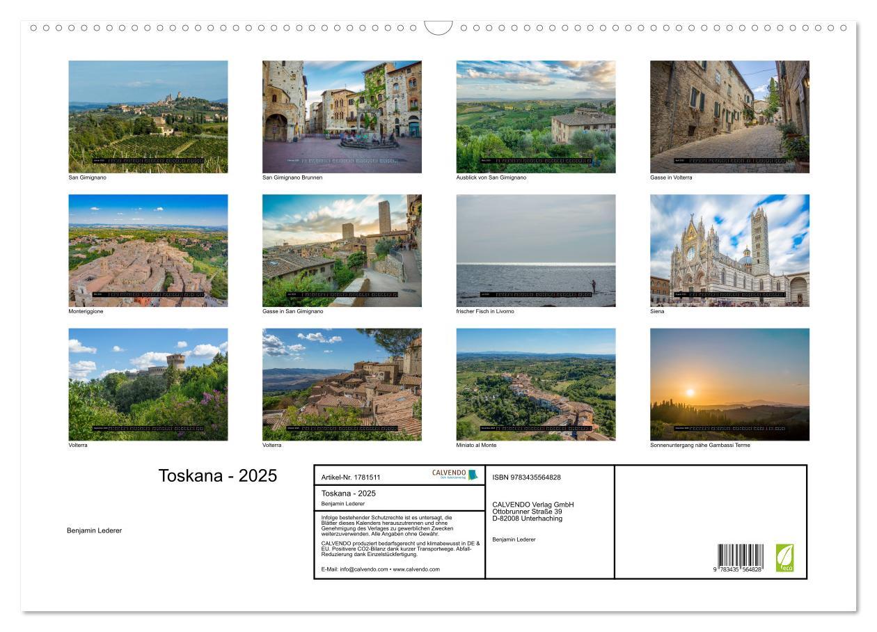 Bild: 9783435564828 | Toskana - 2025 (Wandkalender 2025 DIN A2 quer), CALVENDO...