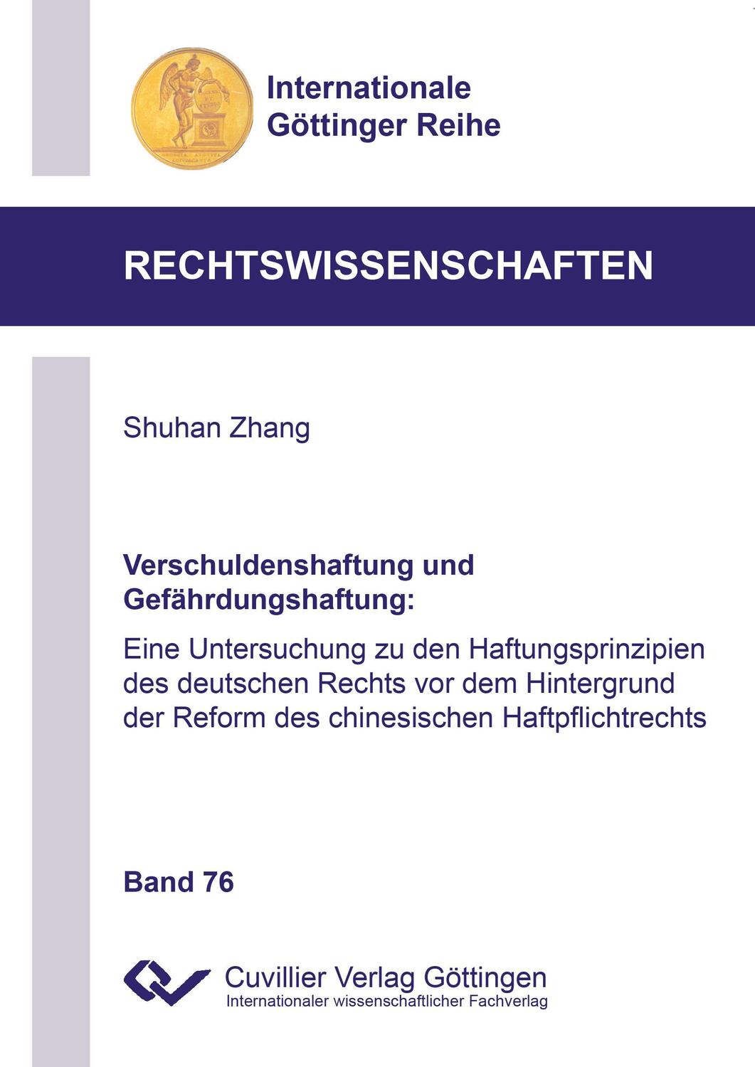 Cover: 9783736995932 | Verschuldenshaftung und Gefährdungshaftung | Shuhan Zhang | Buch