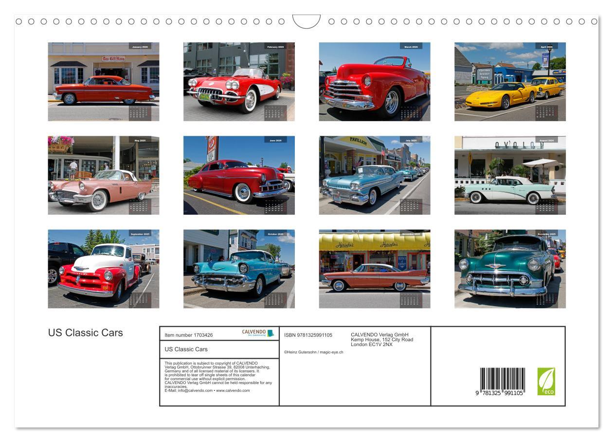 Bild: 9781325991105 | US Classic Cars (Wall Calendar 2025 DIN A3 landscape), CALVENDO 12...