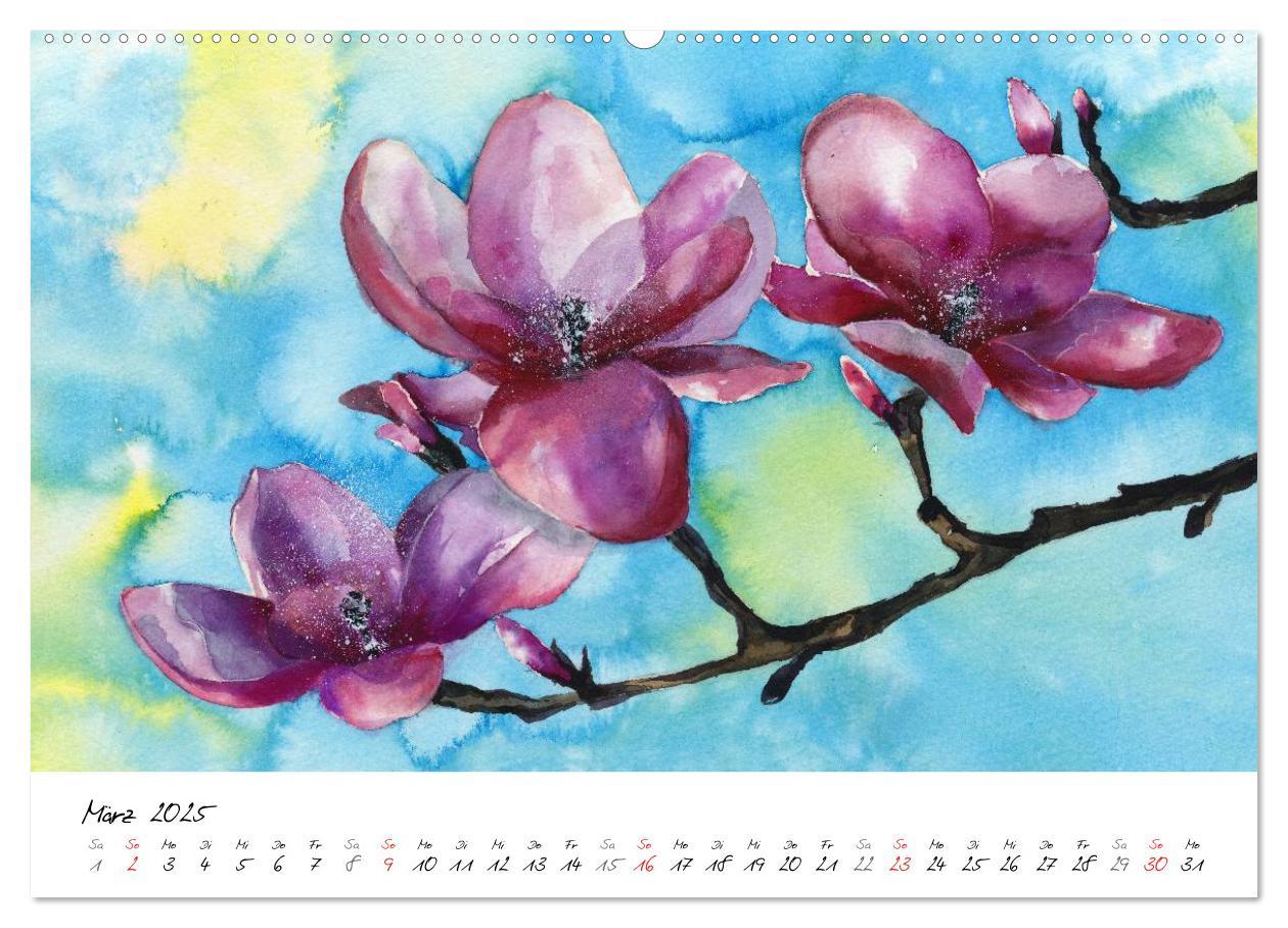 Bild: 9783435501991 | Blumen Blüten Aquarelle (Wandkalender 2025 DIN A2 quer), CALVENDO...