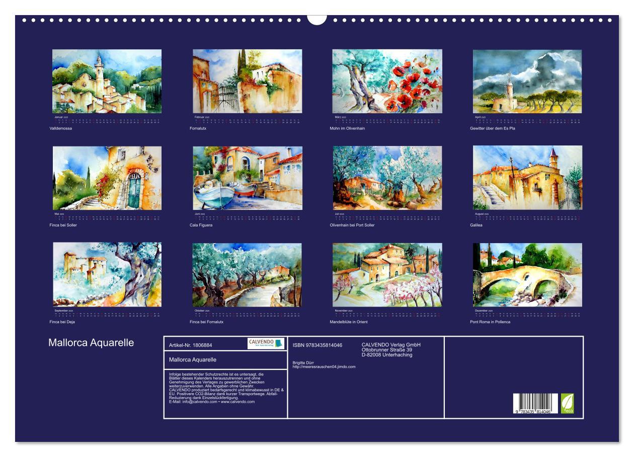 Bild: 9783435814046 | Mallorca Aquarelle (Wandkalender 2025 DIN A2 quer), CALVENDO...