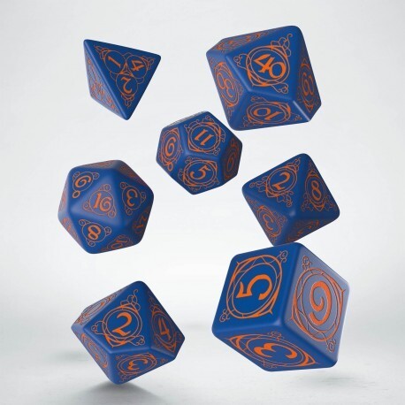 Cover: 5907699493913 | Wizard Dark-blue &amp; orange Dice Set | QWOWIZ90 | Q-workshop