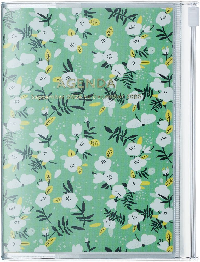 Cover: 4550045127584 | MARK'S 2024/2025 Taschenkalender A6 vertikal, Flower Pattern, Green