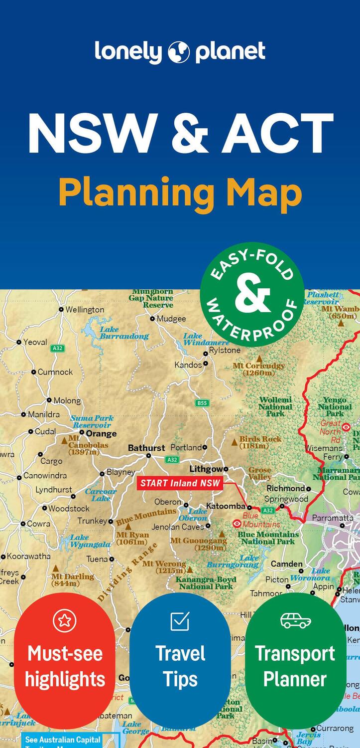 Cover: 9781788688482 | Lonely Planet New South Wales &amp; ACT Planning Map | (Land-)Karte | 2024