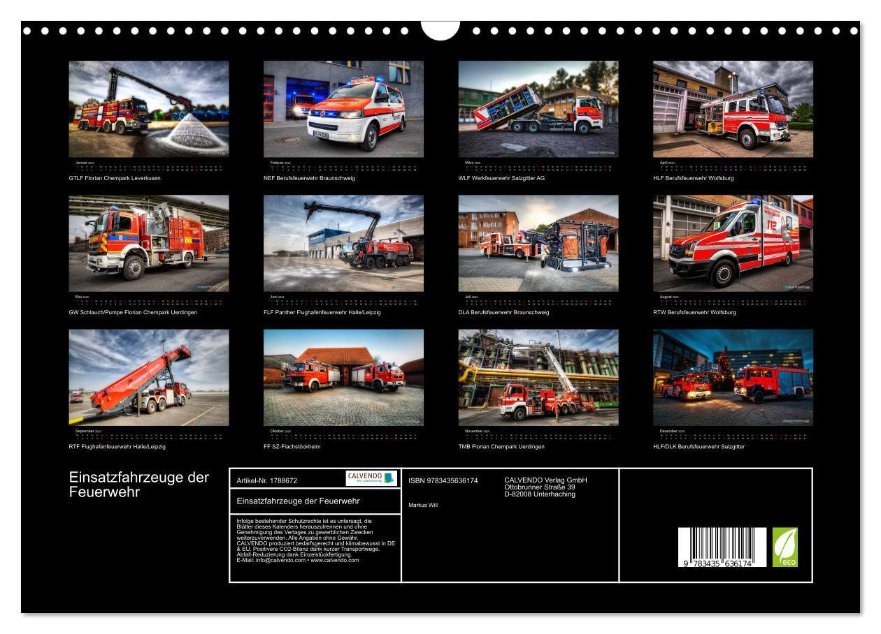 Bild: 9783435636174 | Einsatzfahrzeuge der Feuerwehr (Wandkalender 2025 DIN A3 quer),...