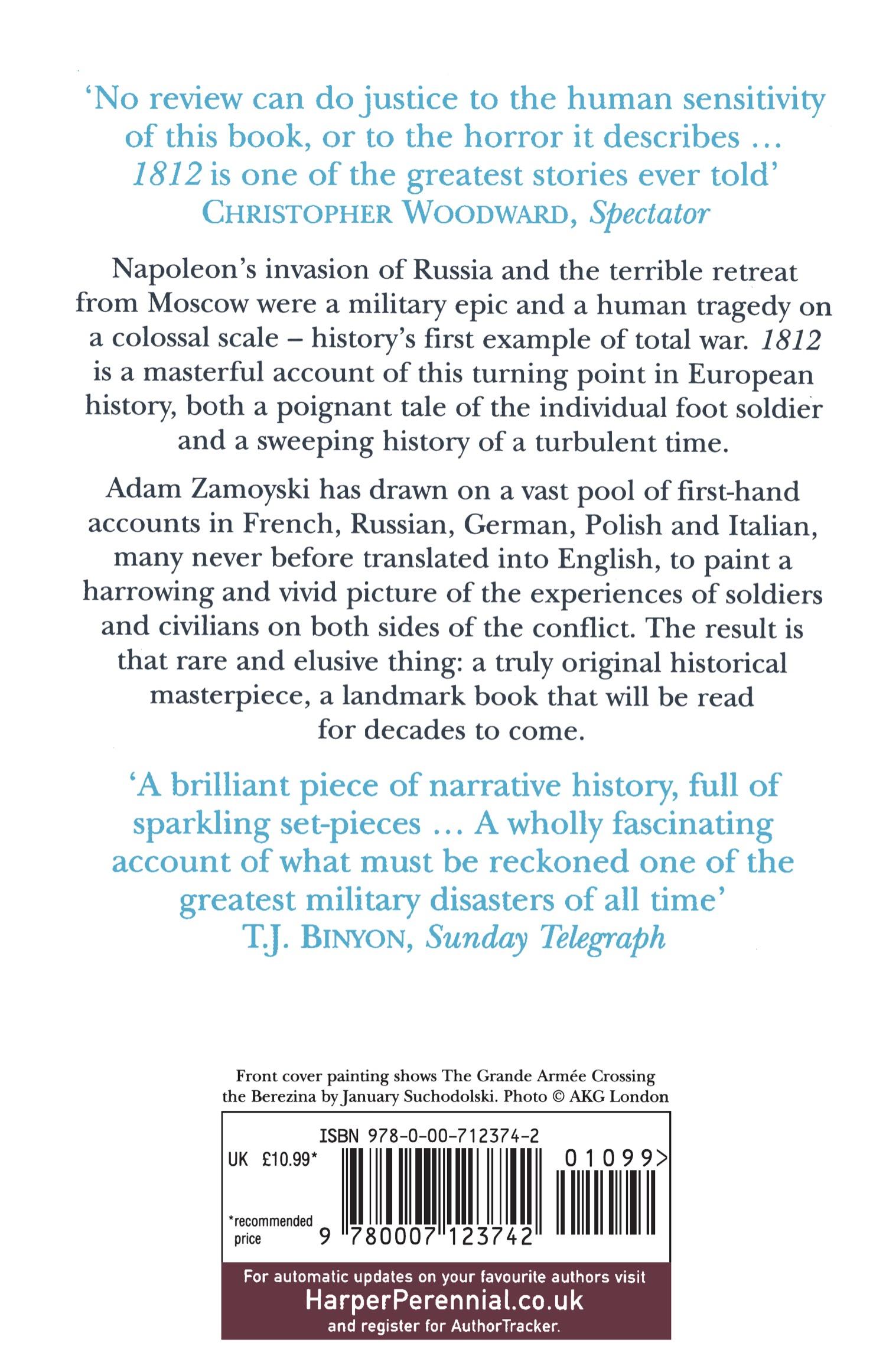 Rückseite: 9780007123742 | 1812 | Napoleon's Fatal March on Moscow | Adam Zamoyski | Taschenbuch