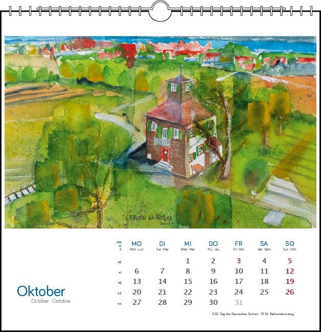 Bild: 9783861924128 | Bodensee Aquarell 2025 | Postkarten-Tischkalender | Erwin W Friese