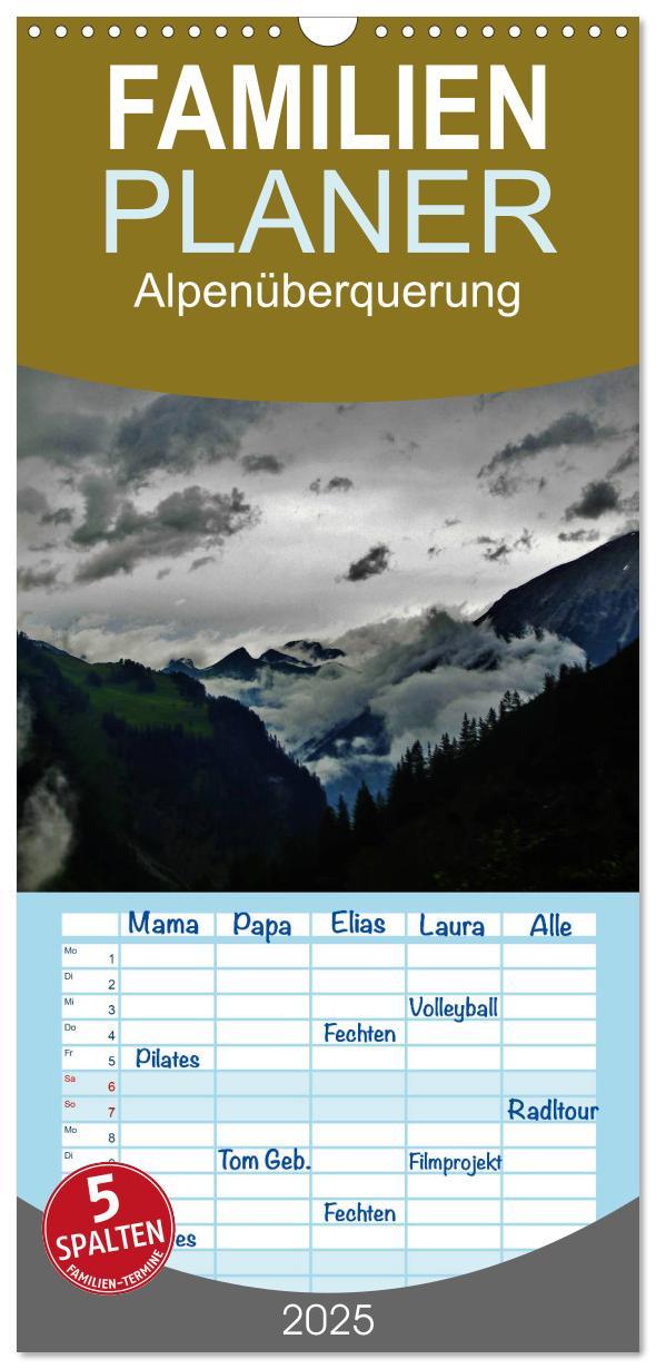 Cover: 9783457113561 | Familienplaner 2025 - Alpenüberquerung mit 5 Spalten (Wandkalender,...