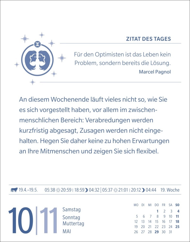 Bild: 9783840033698 | Zwillinge Sternzeichenkalender 2025 - Tagesabreißkalender - Ihr...