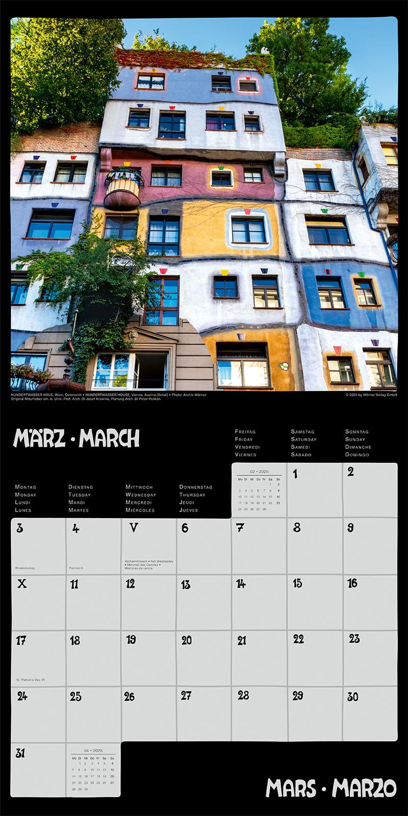 Bild: 9783910430150 | Hundertwasser Broschürenkalender Architektur 2025 | Wörner Verlag GmbH