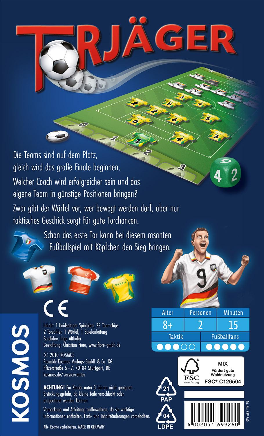 Rückseite: 4002051699260 | Torjäger | Ingo Althöfer | Spiel | Brettspiel | 69926 | Deutsch | 2010